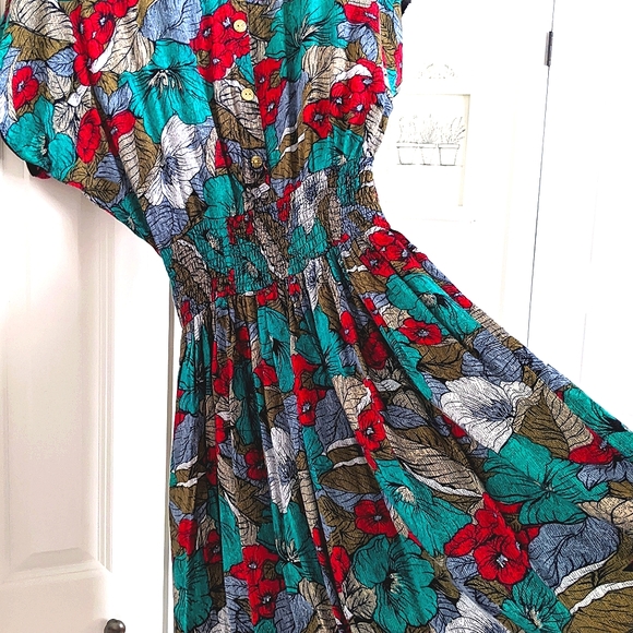 authentic vintage 80s Gianni Versace Floral Dress - Picture 2 of 11